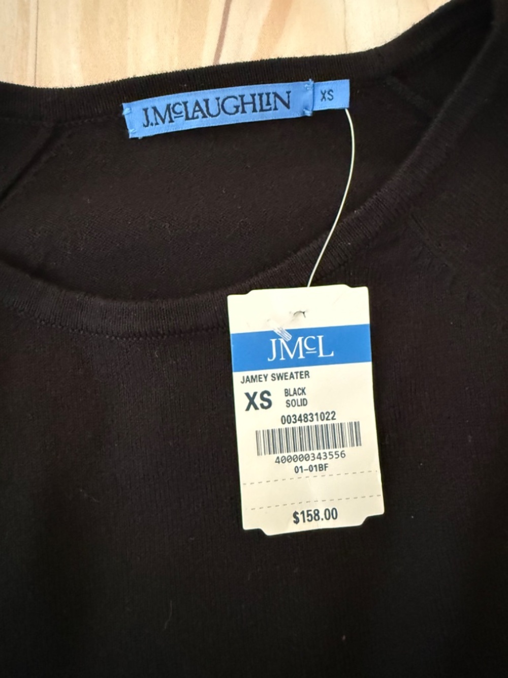NEW! J. McLaughlin Jamey Sweater Crewneck Long Sleeves Button Details Black XS - Picture 3 of 14